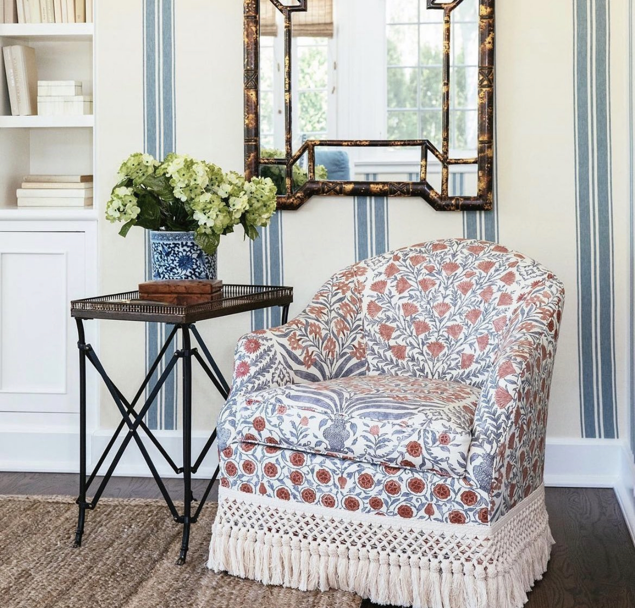 ★美品★アメリカ■The Charles Stewart■スツール■ソファ■花柄 ☆美品☆アメリカ□The Charles Stewart□スツール□ソファ□花柄